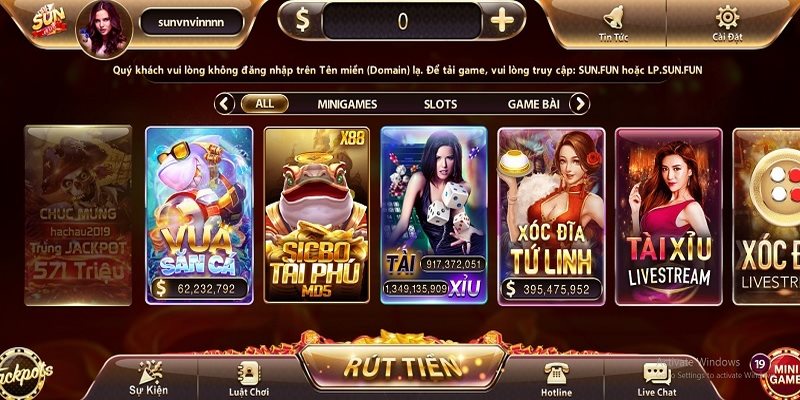 Các trò chơi giải trí tại cổng game bài sunwin